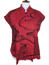 Yasuko KW126RE RED Kimono Wave Pintuck Cap Sleeve Lightweight Blouse