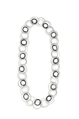 Sea Lily L76A Silver Long Rings With Black Onyx Necklace