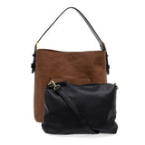 Joy Susan L8008-152 PECAN Hobo Handbag With Black Handle