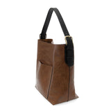 Joy Susan L8008-152 PECAN Hobo Handbag With Black Handle