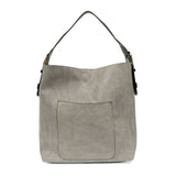 Joy Susan L8008-98 GREY Classic Hobo Handbag With Black Handle