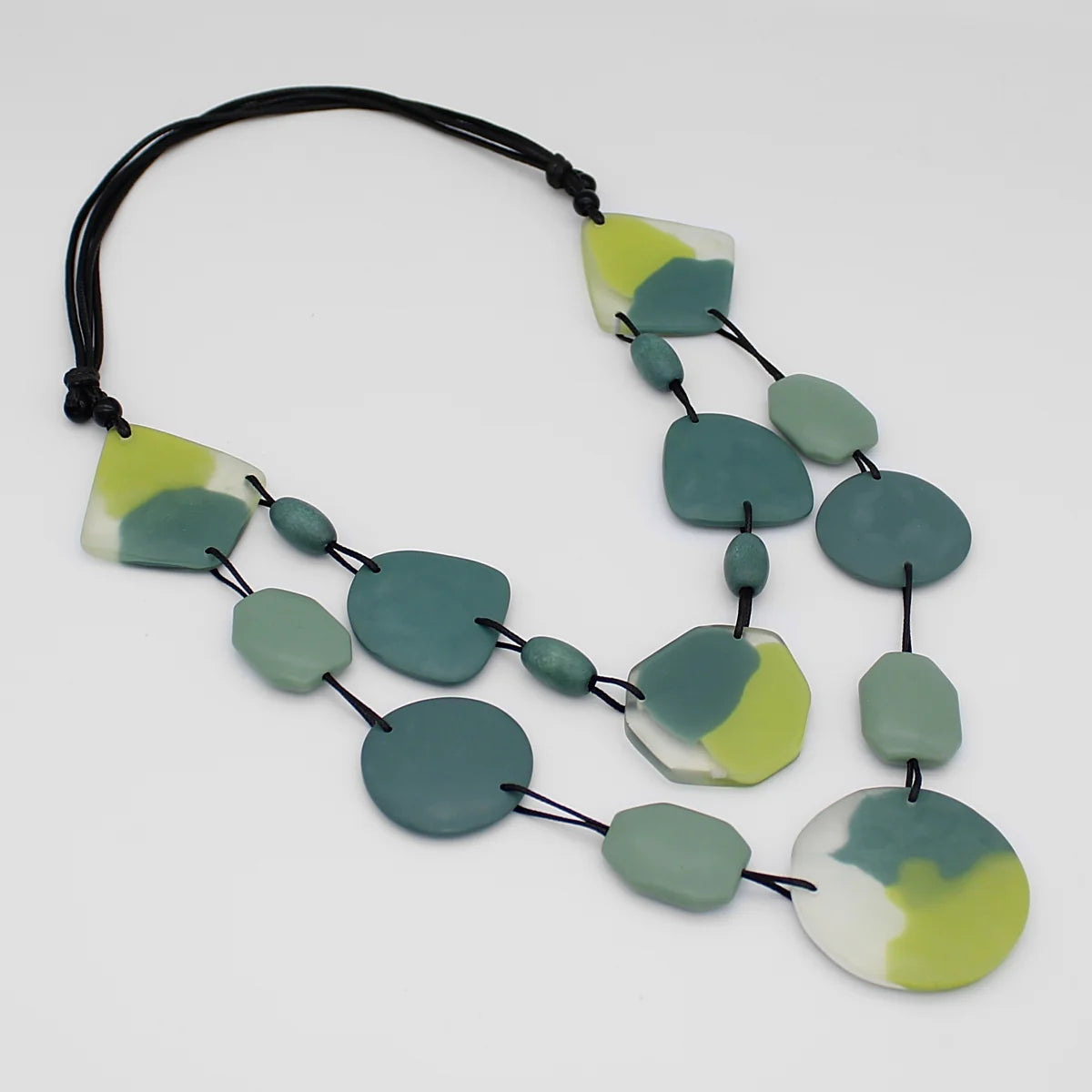 Sylca LS24N02 GREEN Sage Green Camryn Double Strand Necklace