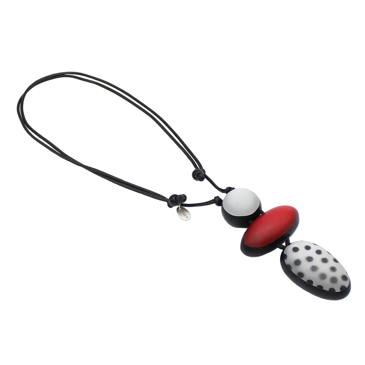 Sylca LS24N59RD Red Midori Polka Dot Statement Pendant Necklace