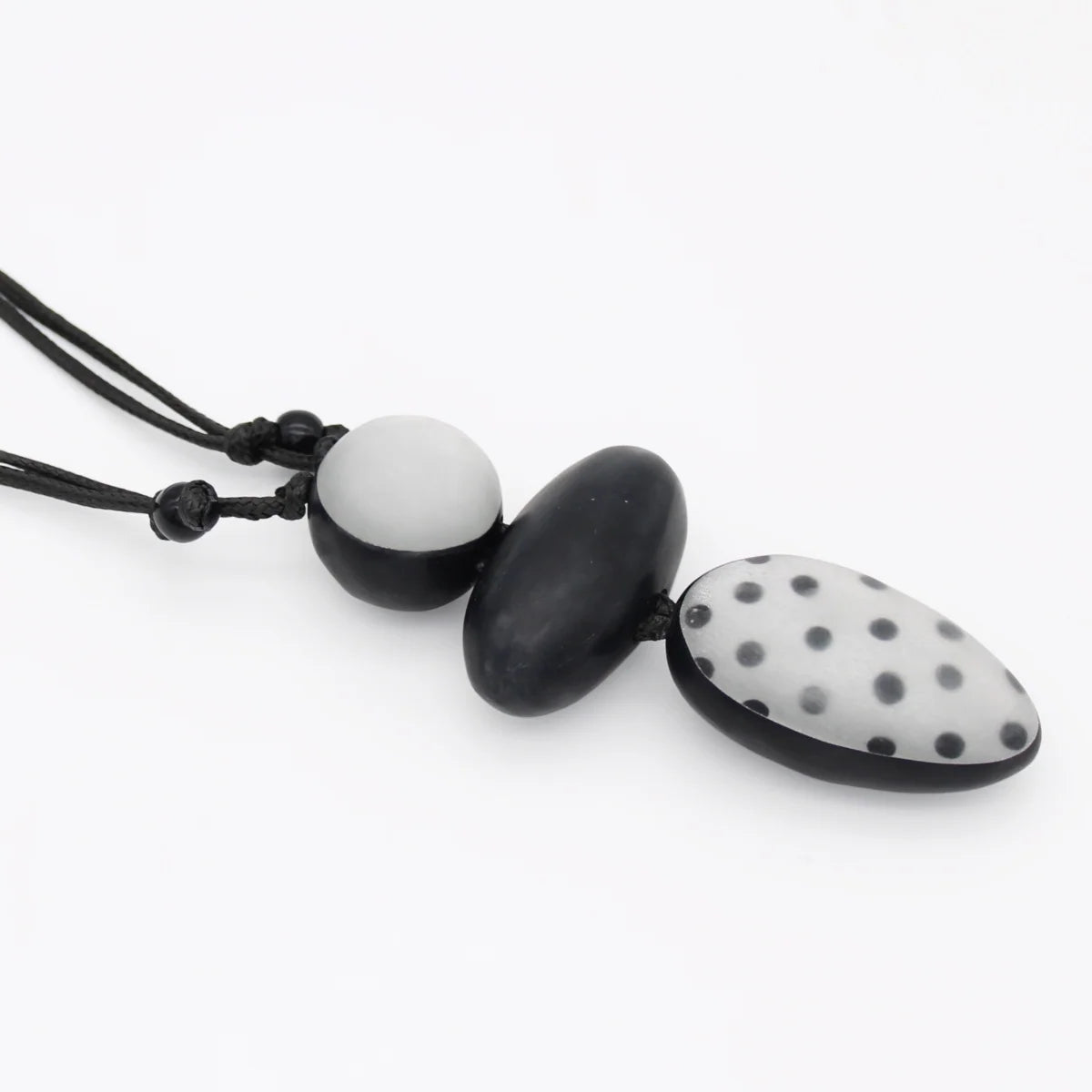 Sylca LS24N59BK BLACK Silver and Black Midori Polka Dot Statement Pendant