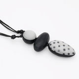 Sylca LS24N59BK BLACK Silver and Black Midori Polka Dot Statement Pendant