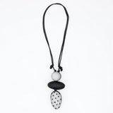 Sylca LS24N59BK BLACK Silver and Black Midori Polka Dot Statement Pendant
