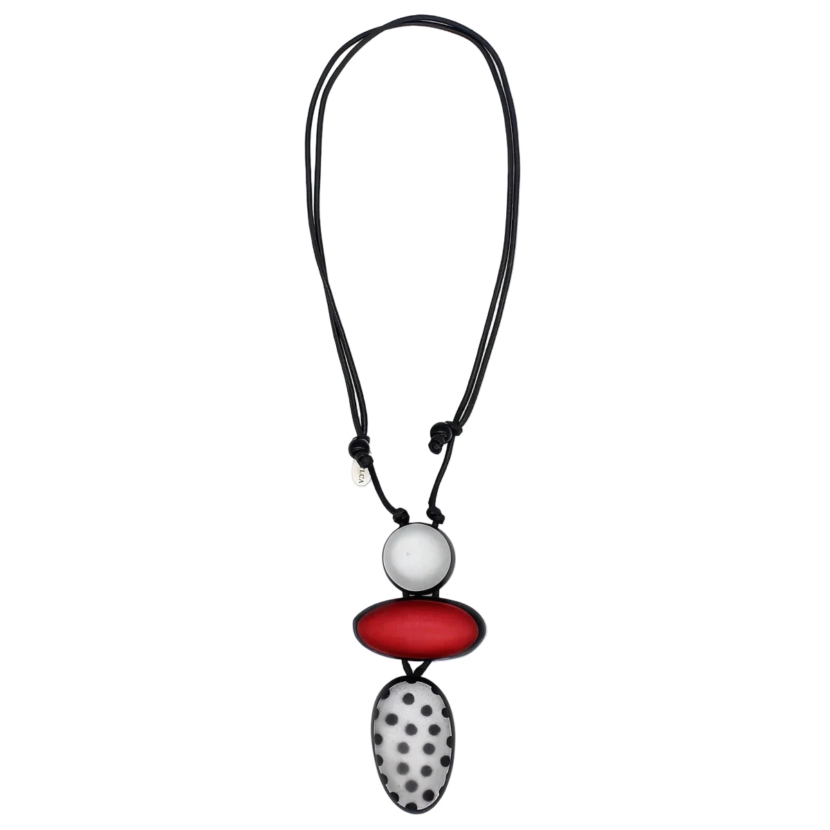 Sylca LS24N59RD Red Midori Polka Dot Statement Pendant Necklace