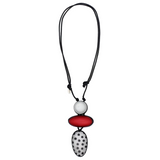 Sylca LS24N59RD Red Midori Polka Dot Statement Pendant Necklace