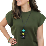 Sylca LS25N24TQ Turquoise Linear Layers Pendant Necklace