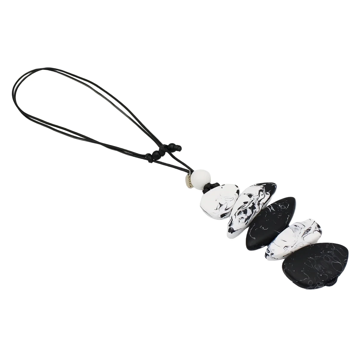 Sylca LS25N33BK BLACK StoneStack Statement Pendant Necklace