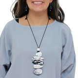 Sylca LS25N33BK BLACK StoneStack Statement Pendant Necklace