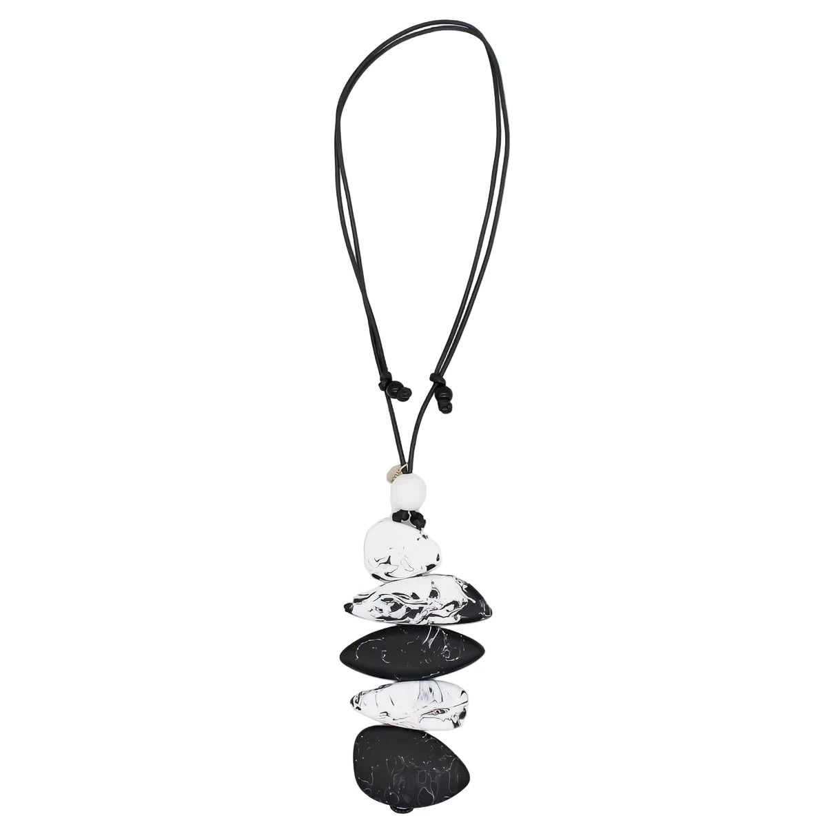 Sylca LS25N33BK BLACK StoneStack Statement Pendant Necklace