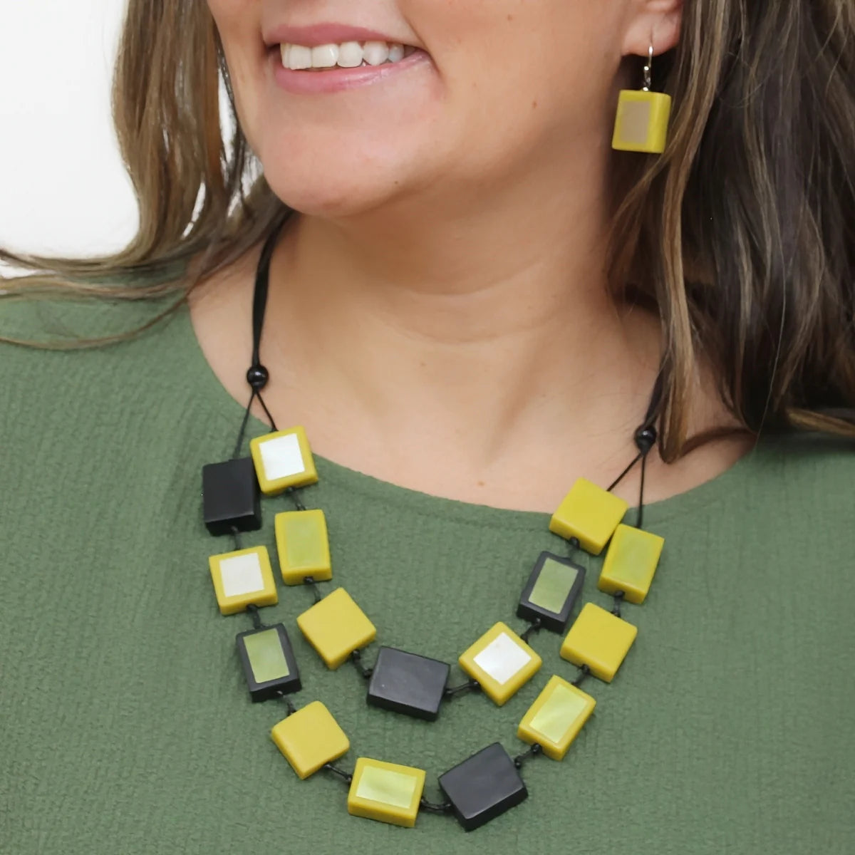 Sylca LS25N43LM Lime Mira Verde Double Necklace