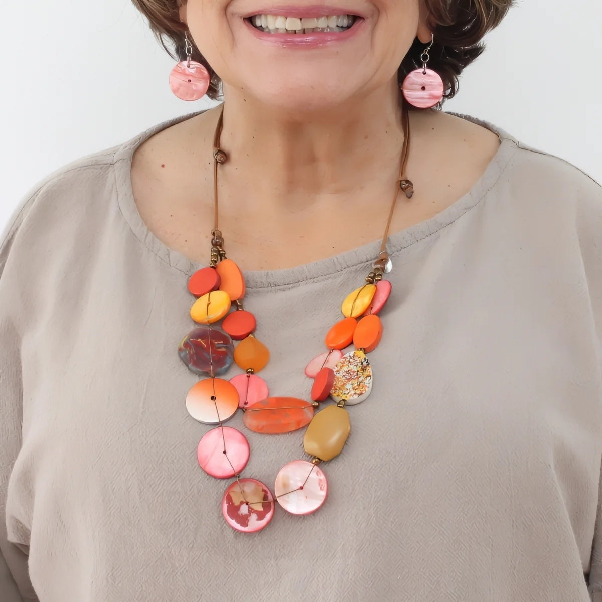 Sylca LS26N05OR Orange Island Nomad Dual Strand Necklace