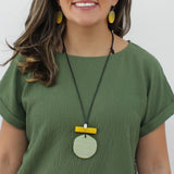 Sylca LS26N14LM Lime Palms Statement Pendant Necklace