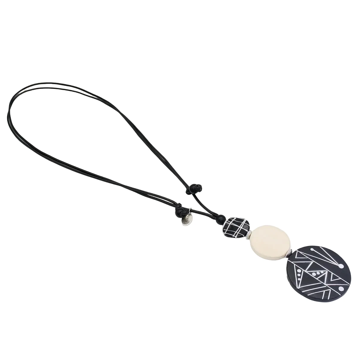 Sylca LS26N16BK Ebony and Ivory Noir Pendant Necklace
