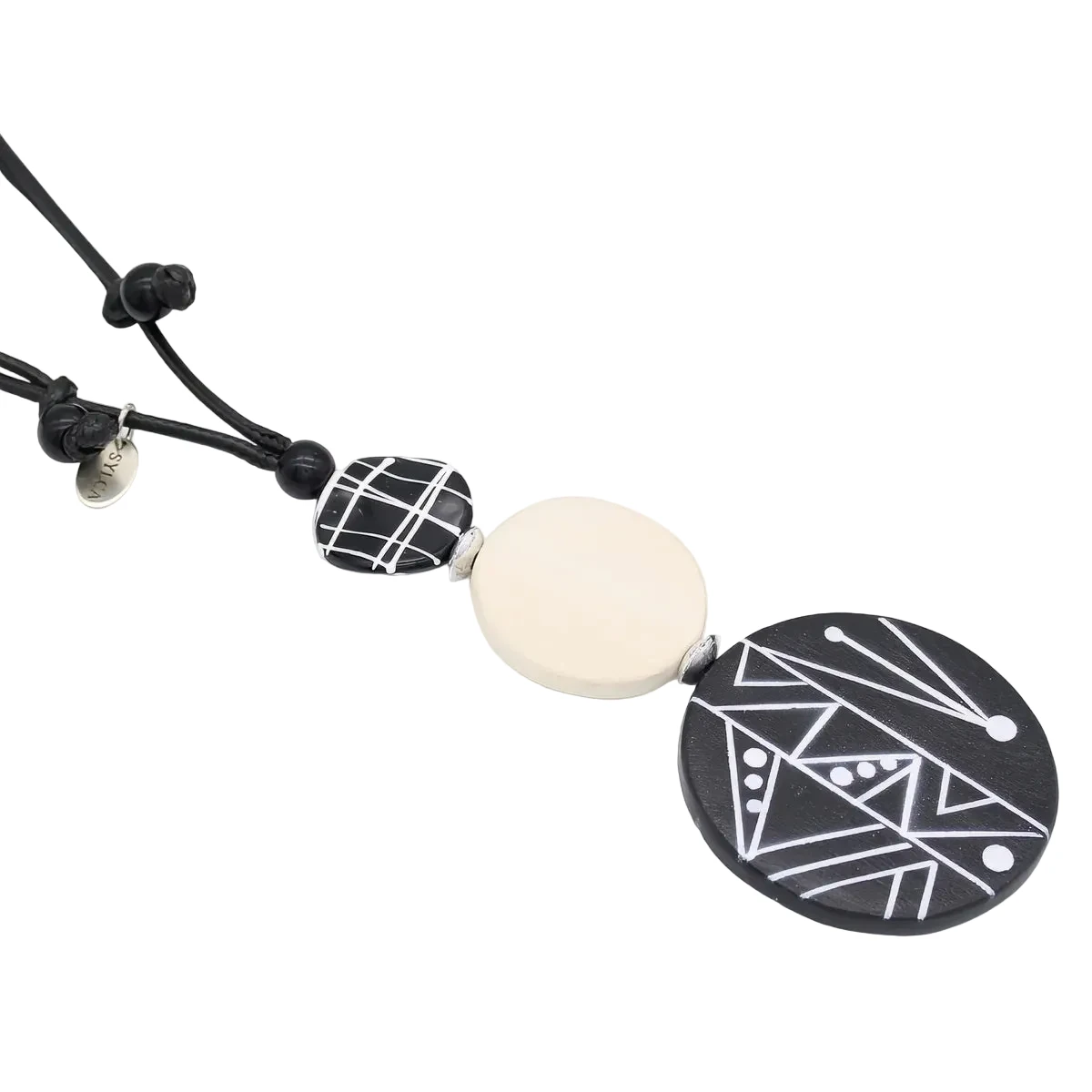 Sylca LS26N16BK Ebony and Ivory Noir Pendant Necklace