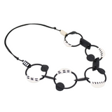 Sylca LS26N27 BLACK Luisa Leather Link Necklace