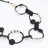 Sylca LS26N27 BLACK Luisa Leather Link Necklace