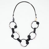 Sylca LS26N27 BLACK Luisa Leather Link Necklace