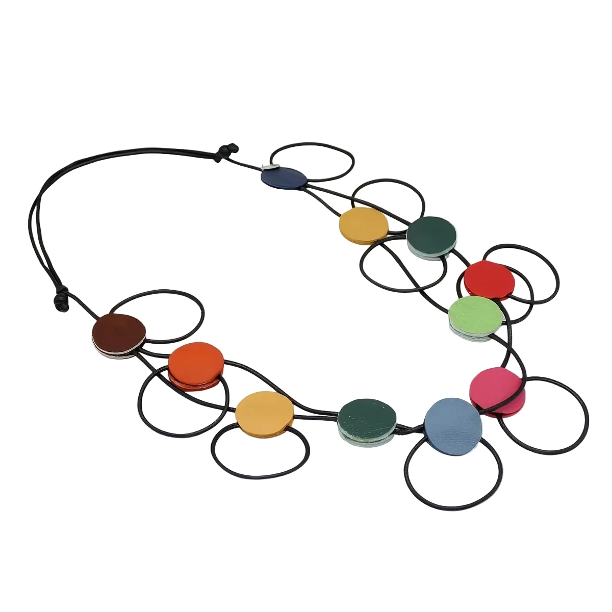 Sylca LS26N32MU MULTI Watercolor Waves Leather Loop Necklace