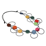 Sylca LS26N32MU MULTI Watercolor Waves Leather Loop Necklace