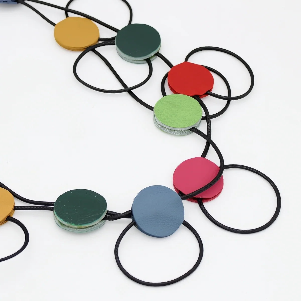 Sylca LS26N32MU MULTI Watercolor Waves Leather Loop Necklace