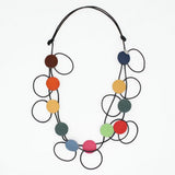 Sylca LS26N32MU MULTI Watercolor Waves Leather Loop Necklace