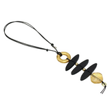 Sylca LS26N43 GOLD Sculptural Rhythm Black & Gold Necklace