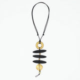 Sylca LS26N43 GOLD Sculptural Rhythm Black & Gold Necklace