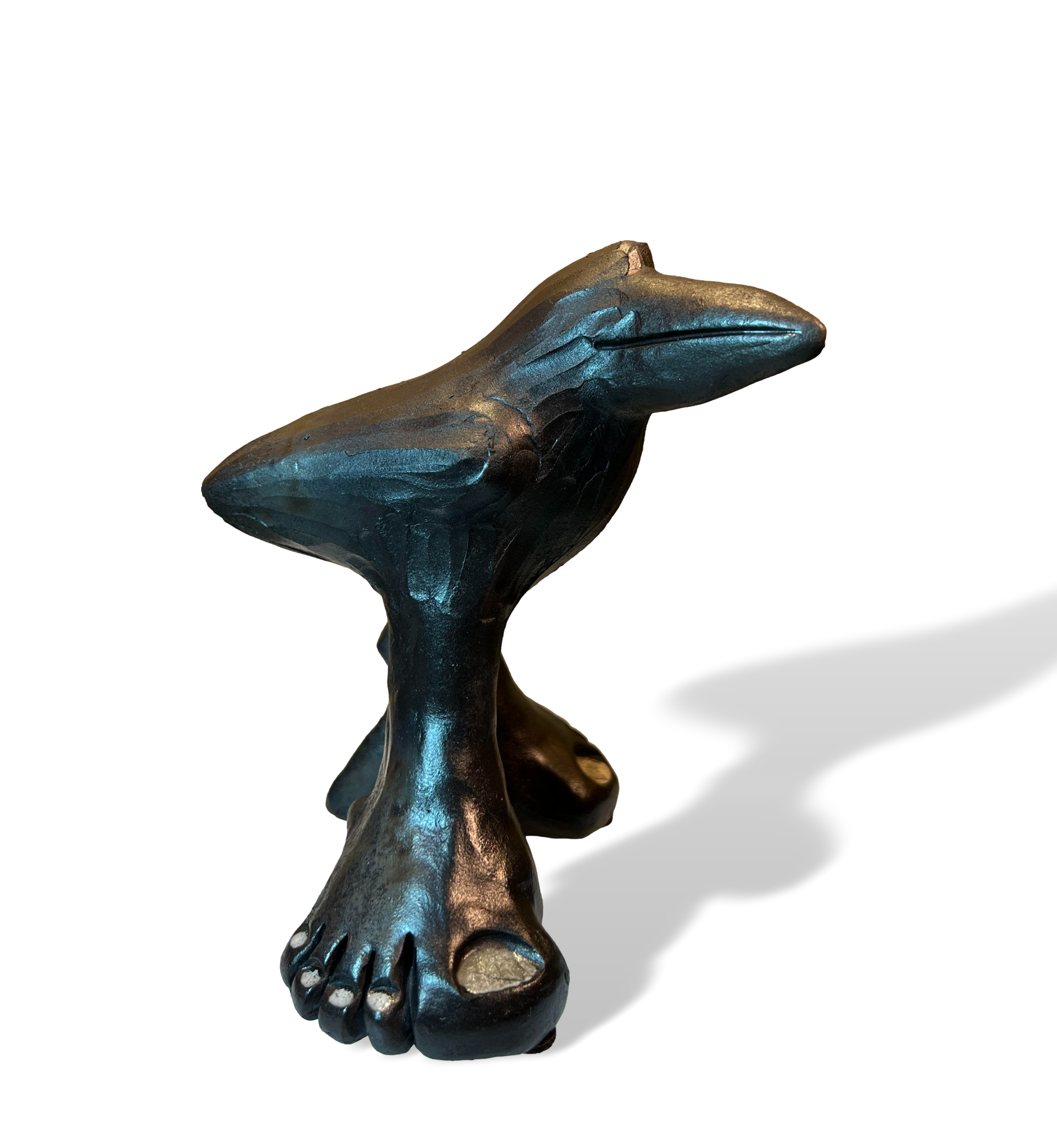 Alan Potter WADESM Small Wade The Raven Handmade Raku Ceramic Sculpture