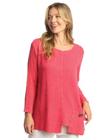 Jess & Jane M108R Raspberry Mineral Washed Top With Pocket