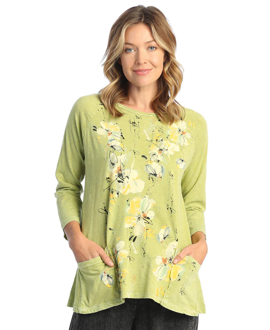 Jess & Jane M12-1690CACT BORA BORA 100% Cotton Slub Patch Pockets Tunic Top