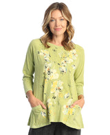 Jess & Jane M12-1690CACT BORA BORA 100% Cotton Slub Patch Pockets Tunic Top