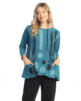 Jess & Jane M12-2032CYP DRIZZLE 100% Cotton Slub Patch Pockets Tunic Top