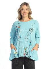 Jess & Jane M12-2098SGL CONFETTI 100% Cotton Slub Patch Pockets Tunic Top