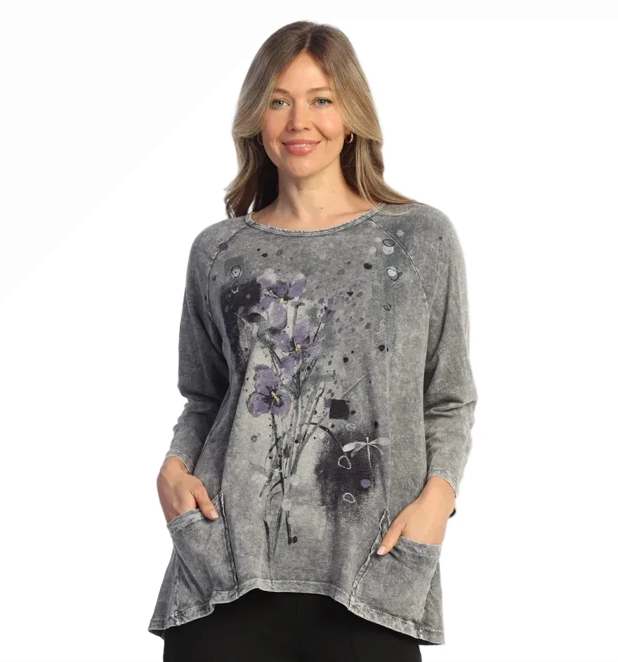 Jess & Jane M12-2280MA MID ALLURE Mineral Washed Cotton Slub Patch Pockets Tunic Top