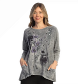 Jess & Jane M12-2280MA MID ALLURE Mineral Washed Cotton Slub Patch Pockets Tunic Top