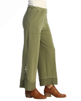 Jess & Jane M125MO MOSS Mineral Washed Garment Dyed Wide-Leg Pant With Fat Rib Contrast And Button Accent