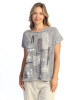 Jess & Jane M137-2223 MID TERRA Mineral Washed 100% Cotton Center Seam Boxy Top