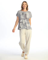 Jess & Jane M137-2223 MID TERRA Mineral Washed 100% Cotton Center Seam Boxy Top
