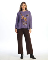 Jess & Jane M148-2180PU PURPLE SUNDANCE Mineral Washed Raglan Sleeve Terry-Spandex Top