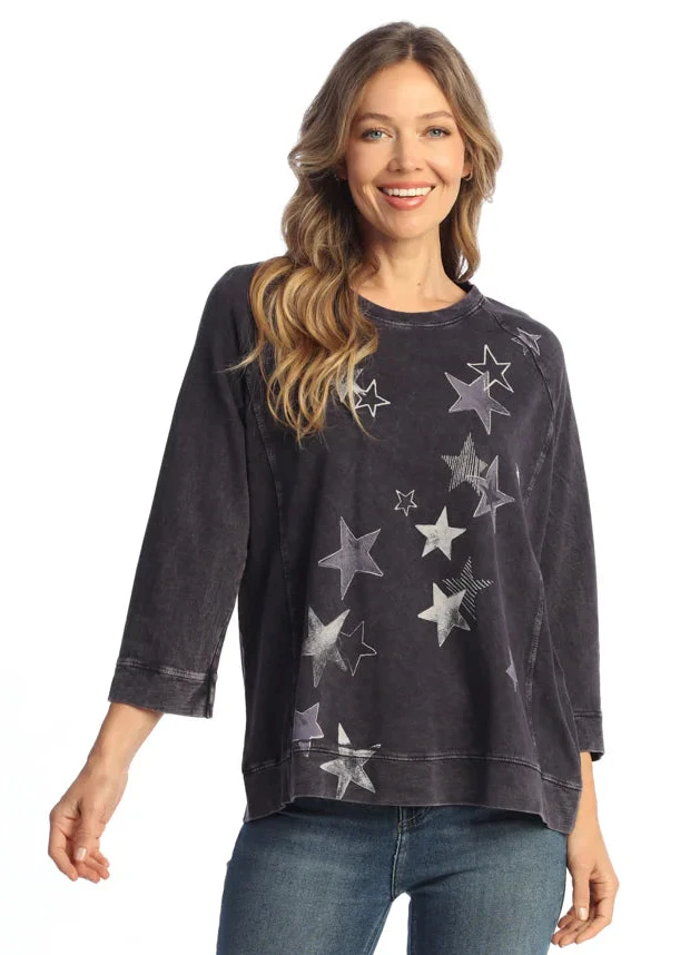Jess & Jane M51-2165VI Violet STARLA Mineral Washed French Terry Top