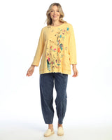 Jess & Jane M942092 WHEAT WHIMSY Mineral Washed 100% Cotton Slub Tunic Top With Cotton-Linen Pocket And Layer Detail