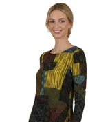 Moonlight MD6014KW KIWI Mix Pattern Dress With Removable Cowl