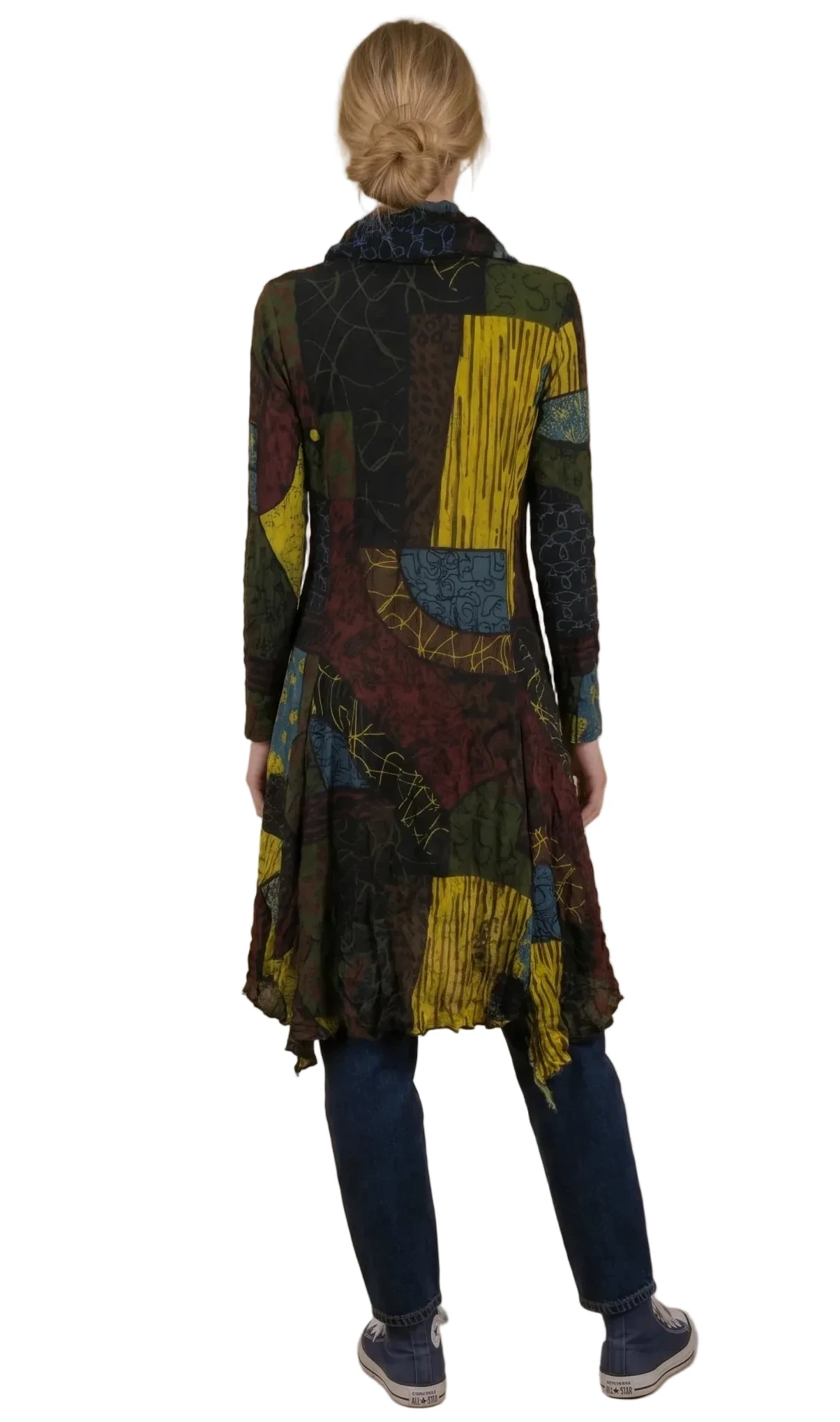 Moonlight MD6014KW KIWI Mix Pattern Dress With Removable Cowl