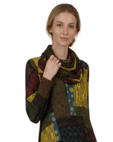 Moonlight MD6014KW KIWI Mix Pattern Dress With Removable Cowl