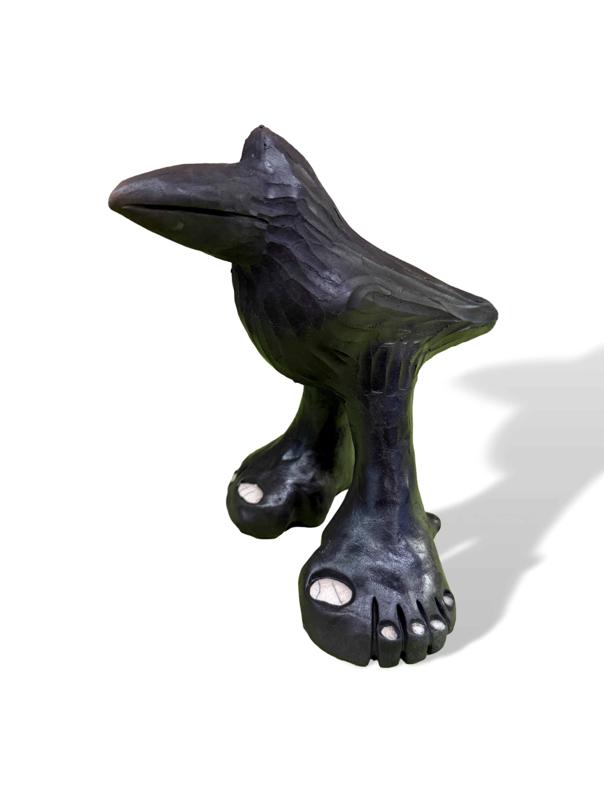 Alan Potter RAVMD Medium Wade The Raven Handmade Raku Ceramic Sculpture