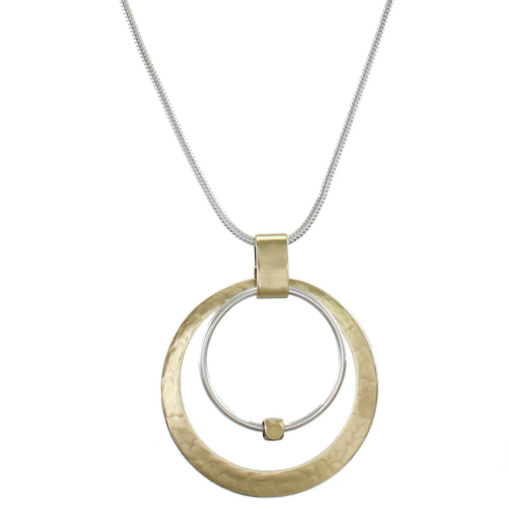 Marjorie Baer N9246D Cutout Disc with Ring and Bead Long Necklace