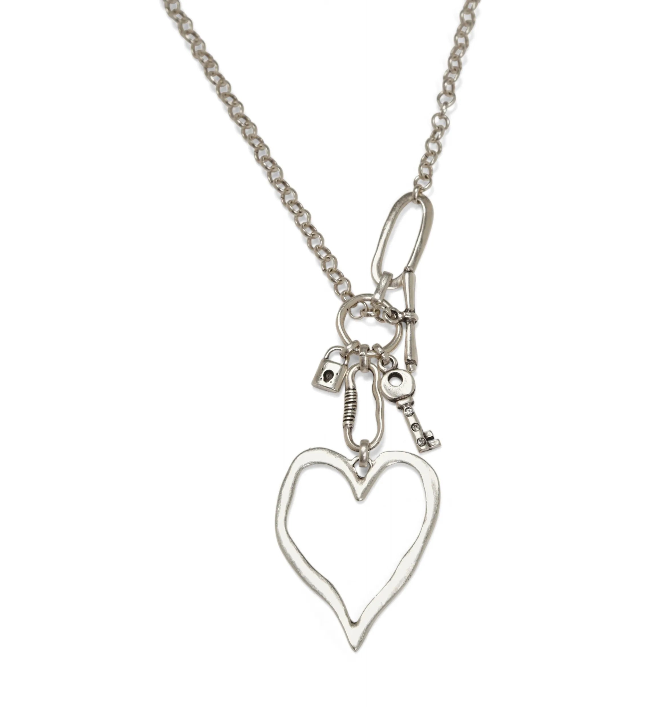Chanour NN3553 Handmade Big Heart Crystal Pewter Necklace